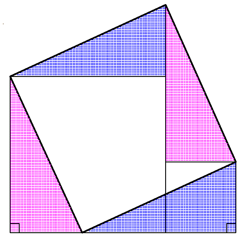 2つの正方形を1つにするための作図